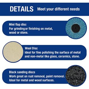 WORKPRO 101-pieces Sanding Discs Set, 2 inch Discs with 1/4 inch Holder, Surface Conditioning Disc for Die Grinder Surface Prep Strip Grind Polish Burr Finish Rust Paint Removal