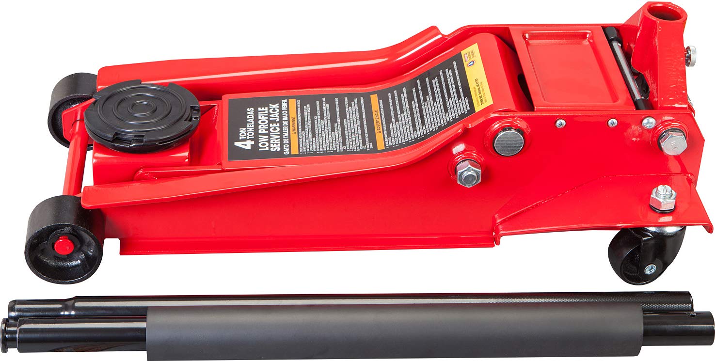 BIG RED AT84007R Torin Hydraulic Low Profile Service/Floor Jack with Dual Piston Quick Lift Pump, 4 Ton (8,000 lb) Capacity, Red