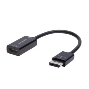 amazon basics displayport (not compatible with a usb port) to hdmi adapter (4k@60hz), black, 9.25 x 0.87 x 0.47 in