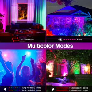 Olafus 25W RGB LED Flood Light 250W Equiv, DIY Color Changing Stage Light with Remote, Party Light Outdoor, IP66 Landscape Floor Strobe Light Spotlight, Uplight for Events Christmas Halloween, 2 Pack