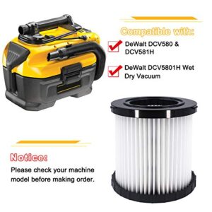 2 PACKS DCV5801H HEPA Replacement Filter for DeWalt DCV580 & DCV581H DeWalt, Washable and Reusable