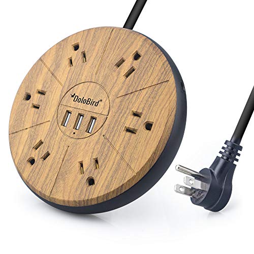 Power Strip Surge Protector 6 AC outlets with 3 USB Ports Charging Station Long Extension Cord Right Angle Flat Plug Widely Spaced Multi Outlets Circuit Breaker Safeguard for Home,Office, Dorm Room