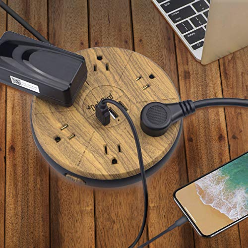 Power Strip Surge Protector 6 AC outlets with 3 USB Ports Charging Station Long Extension Cord Right Angle Flat Plug Widely Spaced Multi Outlets Circuit Breaker Safeguard for Home,Office, Dorm Room