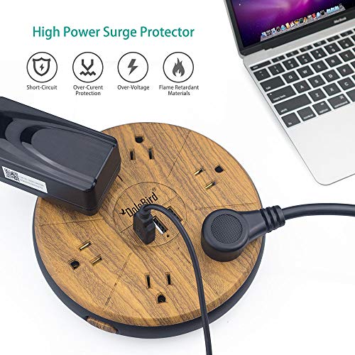 Power Strip Surge Protector 6 AC outlets with 3 USB Ports Charging Station Long Extension Cord Right Angle Flat Plug Widely Spaced Multi Outlets Circuit Breaker Safeguard for Home,Office, Dorm Room