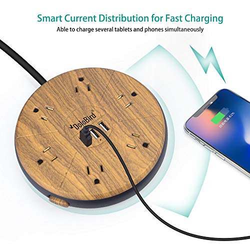 Power Strip Surge Protector 6 AC outlets with 3 USB Ports Charging Station Long Extension Cord Right Angle Flat Plug Widely Spaced Multi Outlets Circuit Breaker Safeguard for Home,Office, Dorm Room