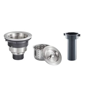 rovogo 3-1/2-inch kitchen sink drain, stainless steel removable deep basket strainer, tailpiece included