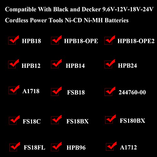 BDCCN24 BDFC240 Multi-Volt Battery Charger for Black+Decker FSMVC 18V 14.4V 12V 9.6V 24V NiCD&NiMH Battery Black & Decker Firestorm HPB18 A1718 FS18FL HPB14 HPB12 HPB24