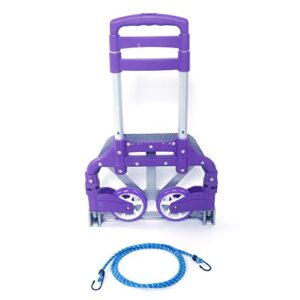 aluminium portable folding collapsible push truck,hand trolley luggage hand cart and dolly 165.35 lbs (75kg) for home, auto, office,travel use (purple)