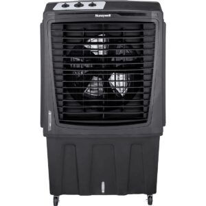 honeywell 2777 cfm outdoor portable evaporative cooler & fan, 33 ft air throw for large outdoor spaces, black