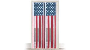 patriotic american flag pattern quick install mesh magnetic screen 40” x 85.5” - helps keep bugs & insects out - perfect for single doors leading to your porch or patio - folds for easy storage