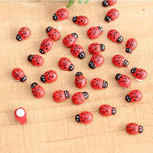 ekqw015l Miniature Ornaments Plant Pots, Bonsai Garden Accessories & 100Pcs/Set Manual Mini Wooden Ladybird Micro Landscape Decor DIY Wall Sticker