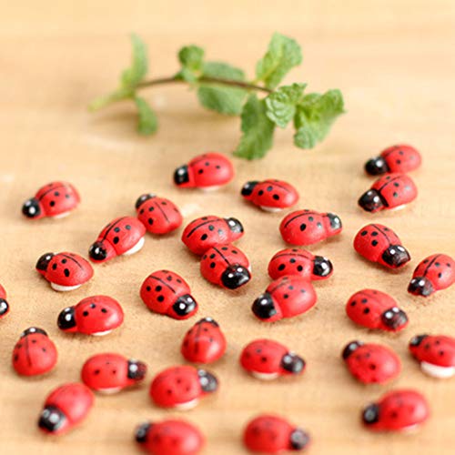 ekqw015l Miniature Ornaments Plant Pots, Bonsai Garden Accessories & 100Pcs/Set Manual Mini Wooden Ladybird Micro Landscape Decor DIY Wall Sticker