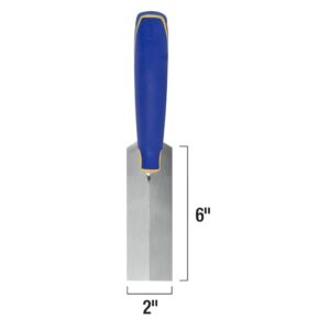 QEP 6 in. x 2 in. Comfort Grip Flat Margin Flooring Trowel with Bucket Hook, Silver (42112)