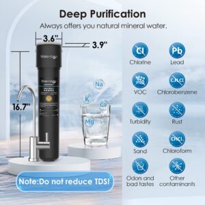 Waterdrop 15UB Under Sink Water Filter, Under Sink Water Filtration System for 2 Years, NSF/ANSI 42 Certified, Reduces PFAS, PFOA/PFOS, Lead, Under Sink Water Filter with Faucet, 16K Gallons