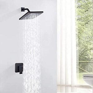 Shower Head GGStudy 8 inch Square Rain Stainless Steel High Pressure Oil Rubbed Bronze Shower Heads Rainfall Bath Shower Self-cleaning Silicone Nozzle