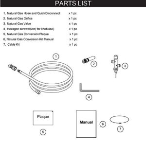 45,000 BTUs Conversion Kit for Propane to Natural Gas, Conversion Kit 10FT for Elementi Fire Pit/Fire Table