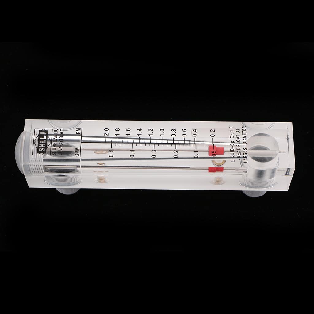 Milageto Water Liquid Meter Tool Instrument Rotameter Panel Mounted, Clear, 0.05-0.5GPM