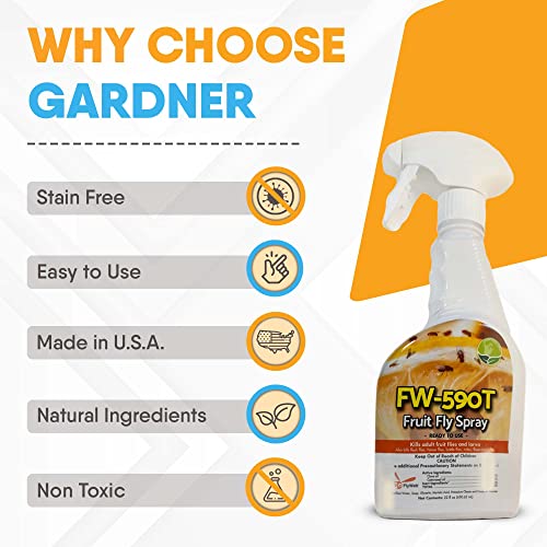 Gardner FlyWeb Fruit Fly Spray | All-Natural Spray for Flies, Bugs, Fleas, Ticks and Wasps - Does Not Leave a Residue, is Stain Free, Family and Pet Friendly (22oz)