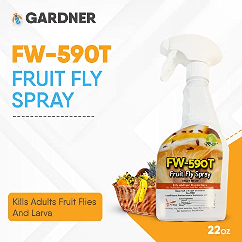 Gardner FlyWeb Fruit Fly Spray | All-Natural Spray for Flies, Bugs, Fleas, Ticks and Wasps - Does Not Leave a Residue, is Stain Free, Family and Pet Friendly (22oz)