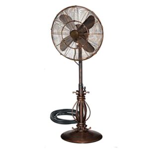 decobreeze oscillating outdoor fan with misting kit, 3-cooling speed misting fan with high rpm, adjustable and portable misting fan, rustique, antique water fan, 18 inches