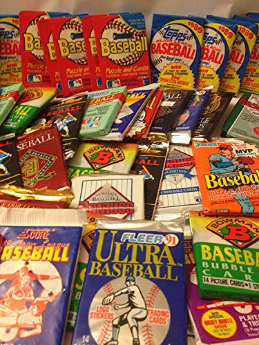 DREAM LOT OF OLD UNOPENED BASEBALL CARDS IN PACKS 60 Cards in Packs from the Late 80s and Early 90s