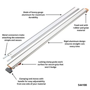 BORA 5-Piece NGX Clamp Edge System Set for Making Precision Cuts, Includes 50-inch Clamp Edge, 50-inch Extension, Pro Saw Plate, Track Clamps, Non-Chip Strip, 544500