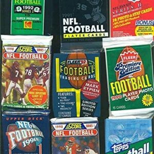 DREAM LOT OF OLD UNOPENED FOOTBALL CARDS IN PACKS 60 Cards in Packs from the Late 80s and Early 90s