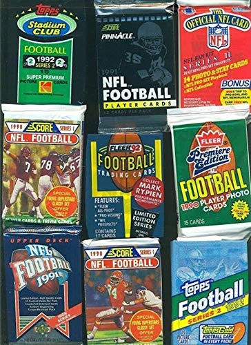 DREAM LOT OF OLD UNOPENED FOOTBALL CARDS IN PACKS 60 Cards in Packs from the Late 80s and Early 90s