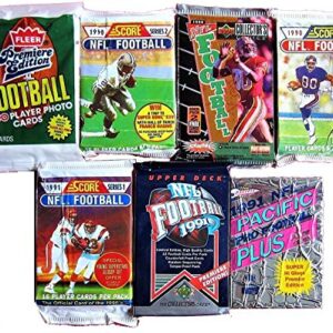 DREAM LOT OF OLD UNOPENED FOOTBALL CARDS IN PACKS 60 Cards in Packs from the Late 80s and Early 90s