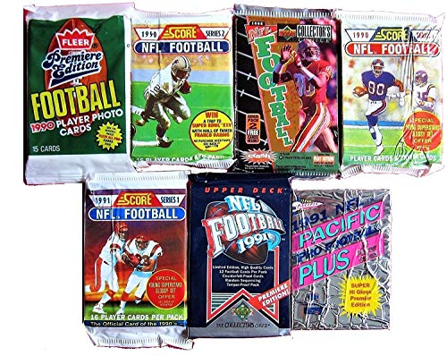 DREAM LOT OF OLD UNOPENED FOOTBALL CARDS IN PACKS 60 Cards in Packs from the Late 80s and Early 90s