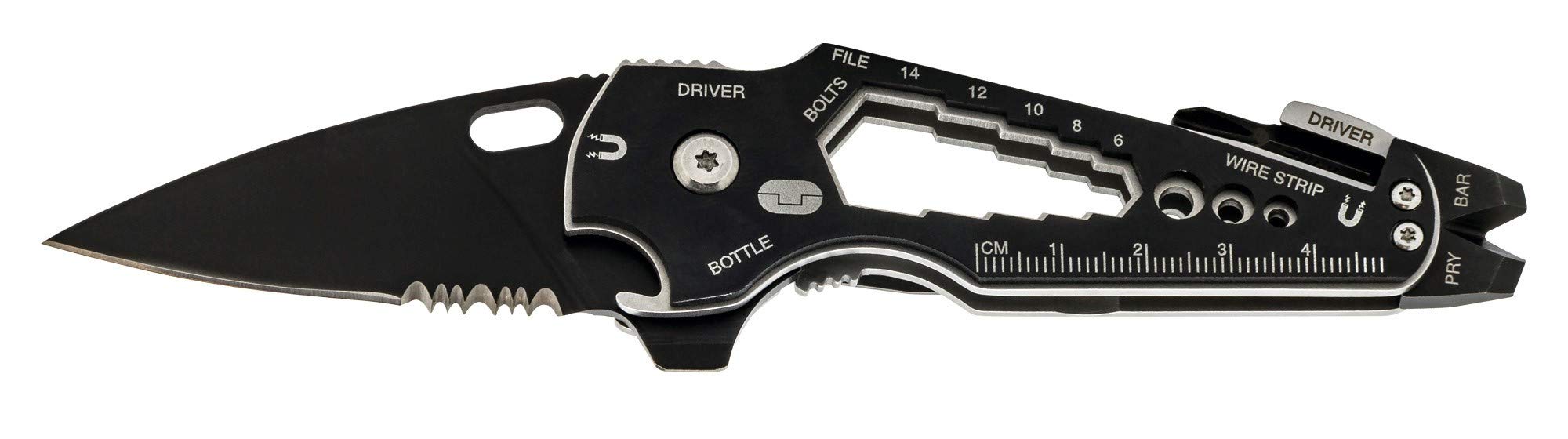 TRUE SmartKnife+ 15-in-1 Multi-Tool | Super Sharp Black Oxidized Pocket Knife and Multi-Tool