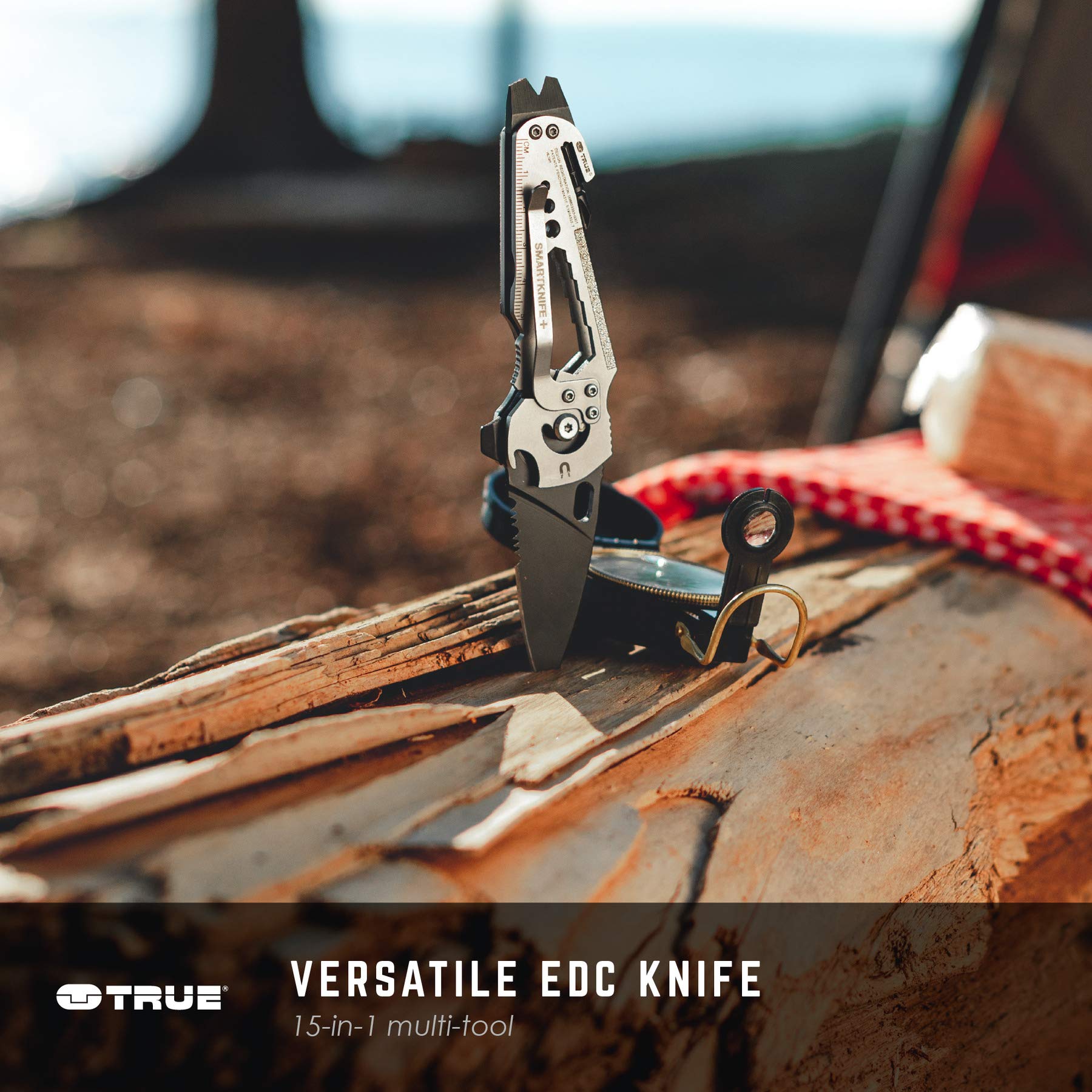 TRUE SmartKnife+ 15-in-1 Multi-Tool | Super Sharp Black Oxidized Pocket Knife and Multi-Tool