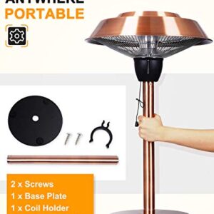 Star Patio Electric Patio Heater, Outdoor Heater, 1500W Infrared Heater with Brush Copper Finished, Tip-Over Protection, Electric Tabletop Heater, IP44 Waterproof, STP1566-CT-B