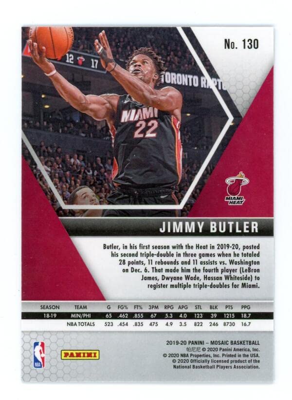 2019-20 PANINI MOSAIC #130 JIMMY BUTLER HEAT BASKETBALL 2020 NBA FINALS - OFFICIAL NBA TRADING CARD