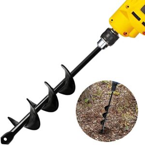 linkhood auger drill bit, garden plant flower bulb auger rapid planter bulb & bedding plant auger for 3/8" hex drive drill earth auger drill fence post umbrella hole digger(1.8x15 in/4.6 x37 cm)