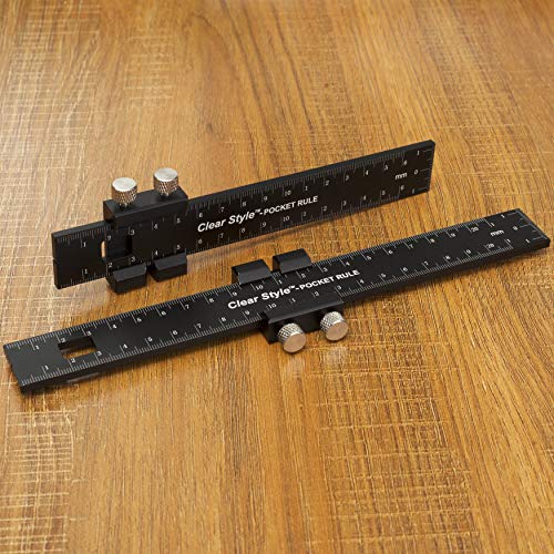 Precision Pocket Ruler Woodworking by Clear Style | Inch and Metric Indicators Professional Woodworking T Track Ruler 3 Pack 6, 8 and 12 inchs