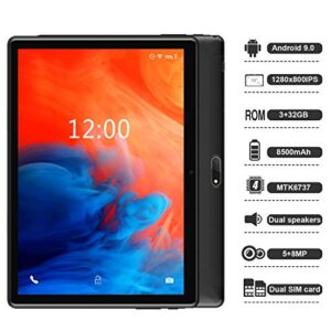 GOWIN Tablet Android, 10 Inch Tablet PC Quad-Core with 32GB ROM and 128GB Expand, 3GB RAM IPS HD Display, Dual Camera 13MP, Bluetooth 5.0, 8500 mAh, Tablet with SIM Card Slot, GPS- (Black)