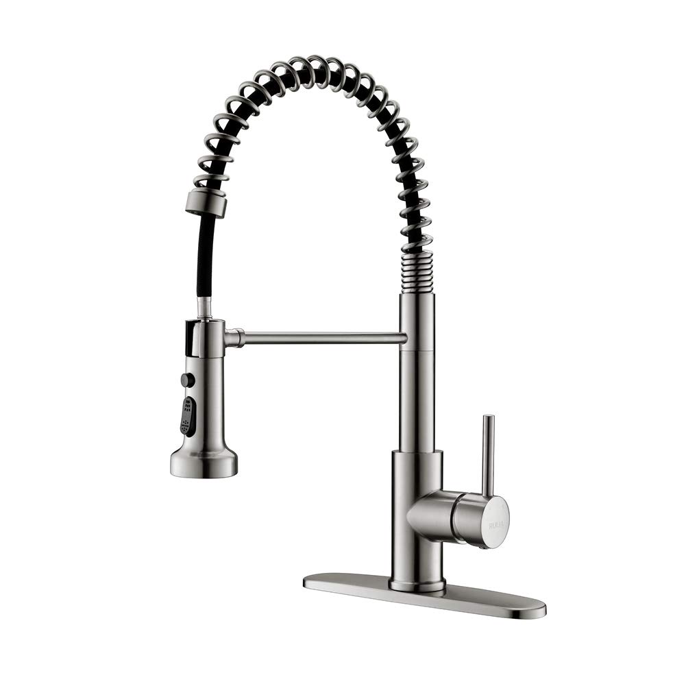 RULIA Kitchen Faucet, Kitchen Sink Faucet, Sink Faucet, Spring Pull-Down Kitchen Faucets, Bar Kitchen Faucet, Brushed Nickel, Stainless Steel, RB1027