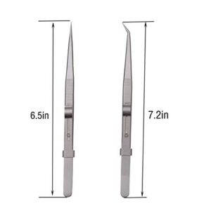 Tweezers, Precision Tweezers Set, Anti-Static Stainless Steel Curved of Tweezers, for Electronics, Laboratory Work, Jewelry-Making, Craft, Soldering, Etc（2 PCS）