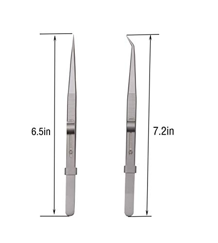 Tweezers, Precision Tweezers Set, Anti-Static Stainless Steel Curved of Tweezers, for Electronics, Laboratory Work, Jewelry-Making, Craft, Soldering, Etc（2 PCS）