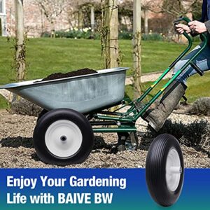 BAIVE BW 16" 4.80/4.00-8 Flat Free Solid Polyurethane Tire and Wheel, 1 Pack PU Airless Tires with 5/8" Ball Bearings 6" Iron Hub for Wheelbarrow/Hand Truck/Tool Cart/Garden Carts, 1 Pack