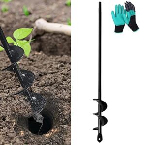 auger drill bit, auger post hole digger, auger drill bit for planting 1.5''x18'' (4x45cm) extended garden drill auger spiral long drill bit great options for planting 3/8” hex dril