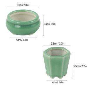 Happy Bonsai 2.4-2.8" (6-7cm) Mini Green Pots Value Set of 2