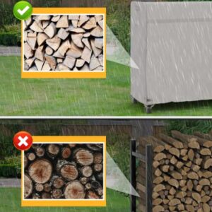 MR. COVER 4 Feet Firewood Rack Cover, 600D Heavy Duty Waterproof Log Rack Cover for Outdoor Wood Holder, Rip-Resistant and Snow-Resistant, 48L x 24W x 48H