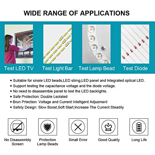 LED Light and TV Backlight Tester,LED Strip Lamp Beads Repair Testing Tool with Gold Plated Pin and Power Cable 0-300V Adaptive Voltage, Suitable for All LED Beads TV Computer Laptop Light Repairs