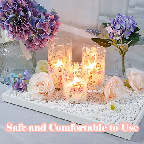 Silverstro Flameless Rose Candles Remote: Romantic Love Theme Real Wax Blinks Battery Operated Candles - Home Room Party Wedding Valentines Botanical Christmas Decor - Set of 3