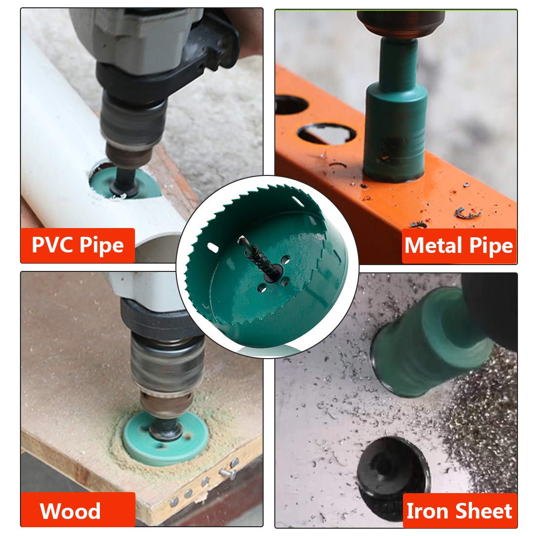 Qjaiune 108mm/4.25" Hole Saw BI-Metal Heavy Duty Hole Cutter for Wood Cornhole Boards Plastic Drywall Fiberboard