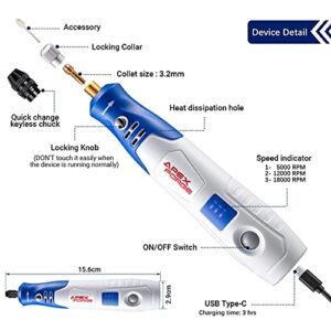 APEXFORGE M3 Pro 3.7V Cordless Rotary Tool, Keyless Chuck, 80 Pcs Accessories, USB-C Charging, 3-Speed, Portable, ideal for Light Duty Jobs, 3D Printed Trim, DIY Creation