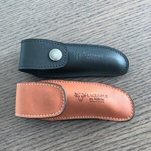 Laguiole en Aubrac Genuine Black Leather Sheath/Case/Pouch/Protector For Folding Knife