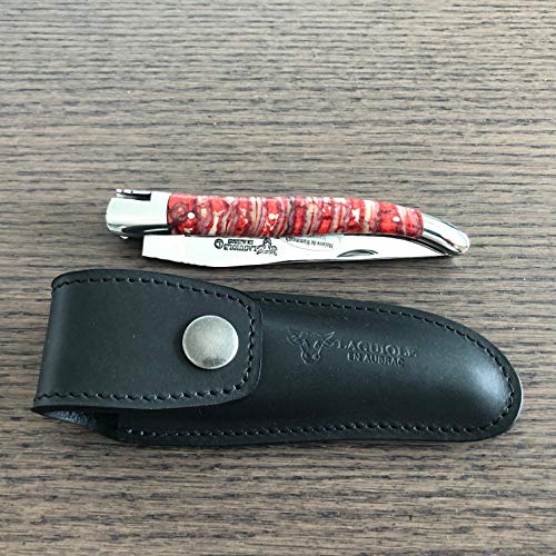 Laguiole en Aubrac Genuine Black Leather Sheath/Case/Pouch/Protector For Folding Knife